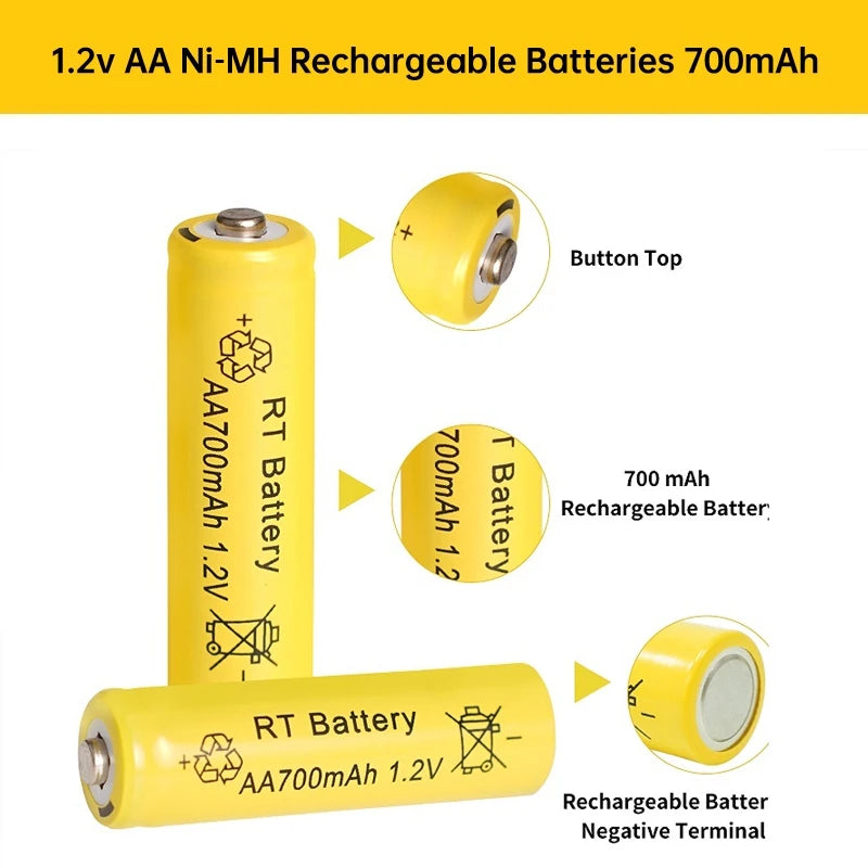 2-20Pcs AA Battery 1.2V 700mAh Ni-MH AA Rechargeable Batteries 700mAh Battery for Garden Solar Lights Toys Watch MP3 Player