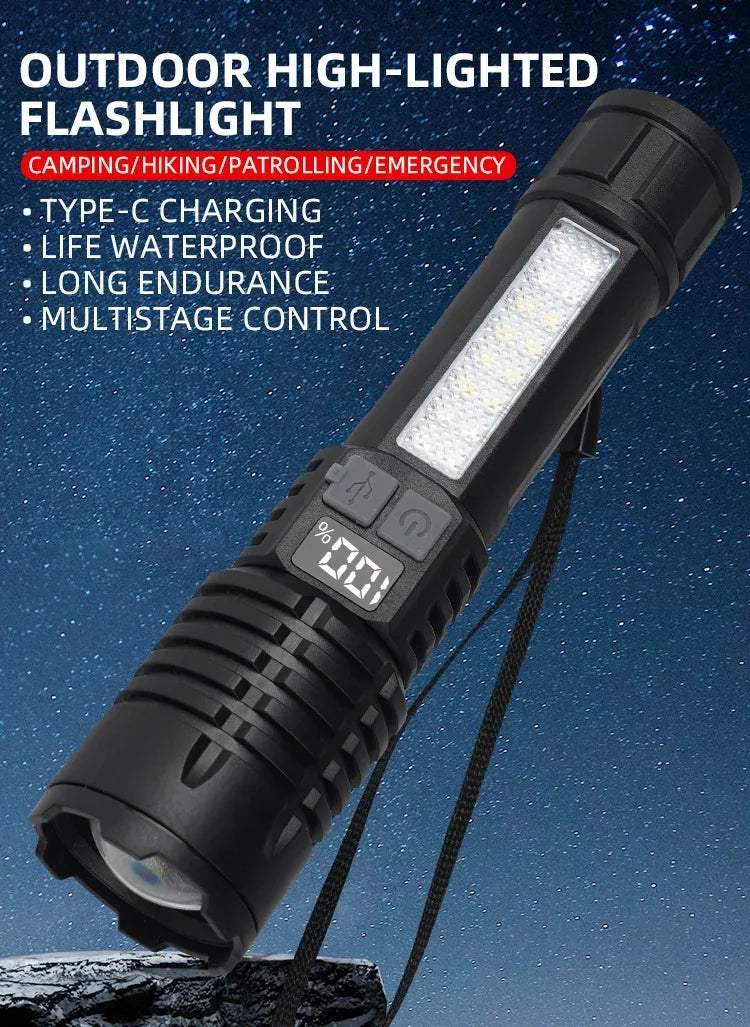 Super Bright Rechargeable LED Flashlight – Ultra Powerful Portable Torch, Outdoor Camping Lantern & Emergency Light
