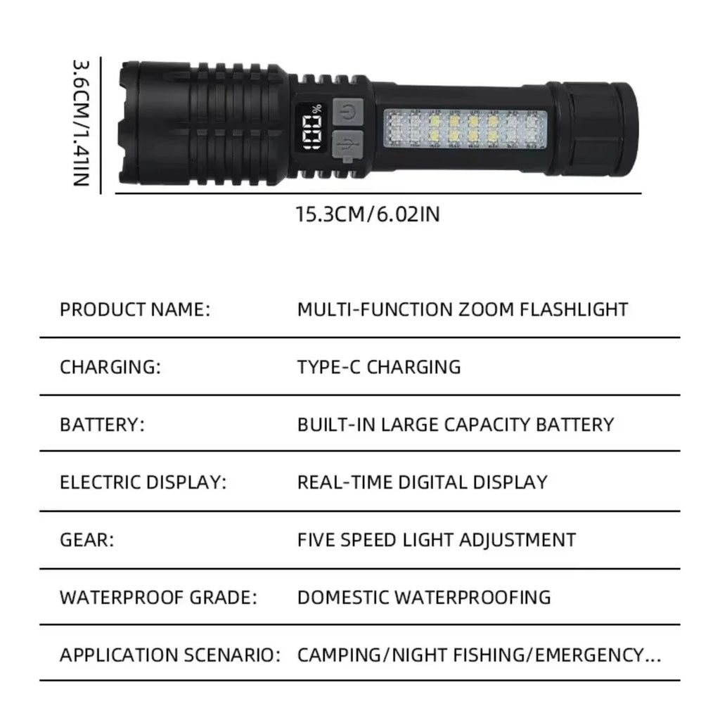 Super Bright Rechargeable LED Flashlight – Ultra Powerful Portable Torch, Outdoor Camping Lantern & Emergency Light