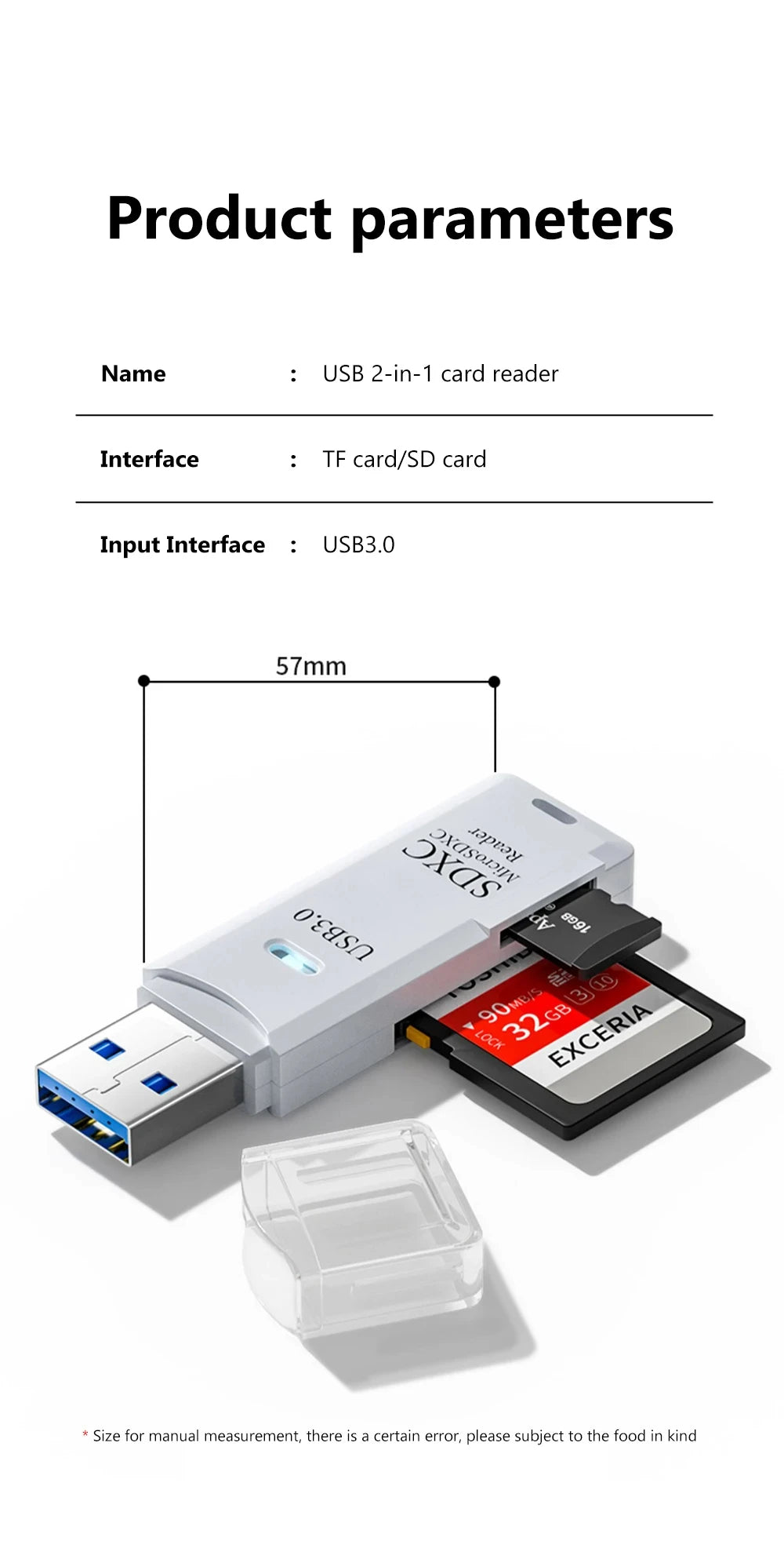 2 In 1 USB 3.0 Card Reader Micro TF SD Card Reader USB Adapter High Speed Card Reader TF Memory Card For PC Laptop Accessories