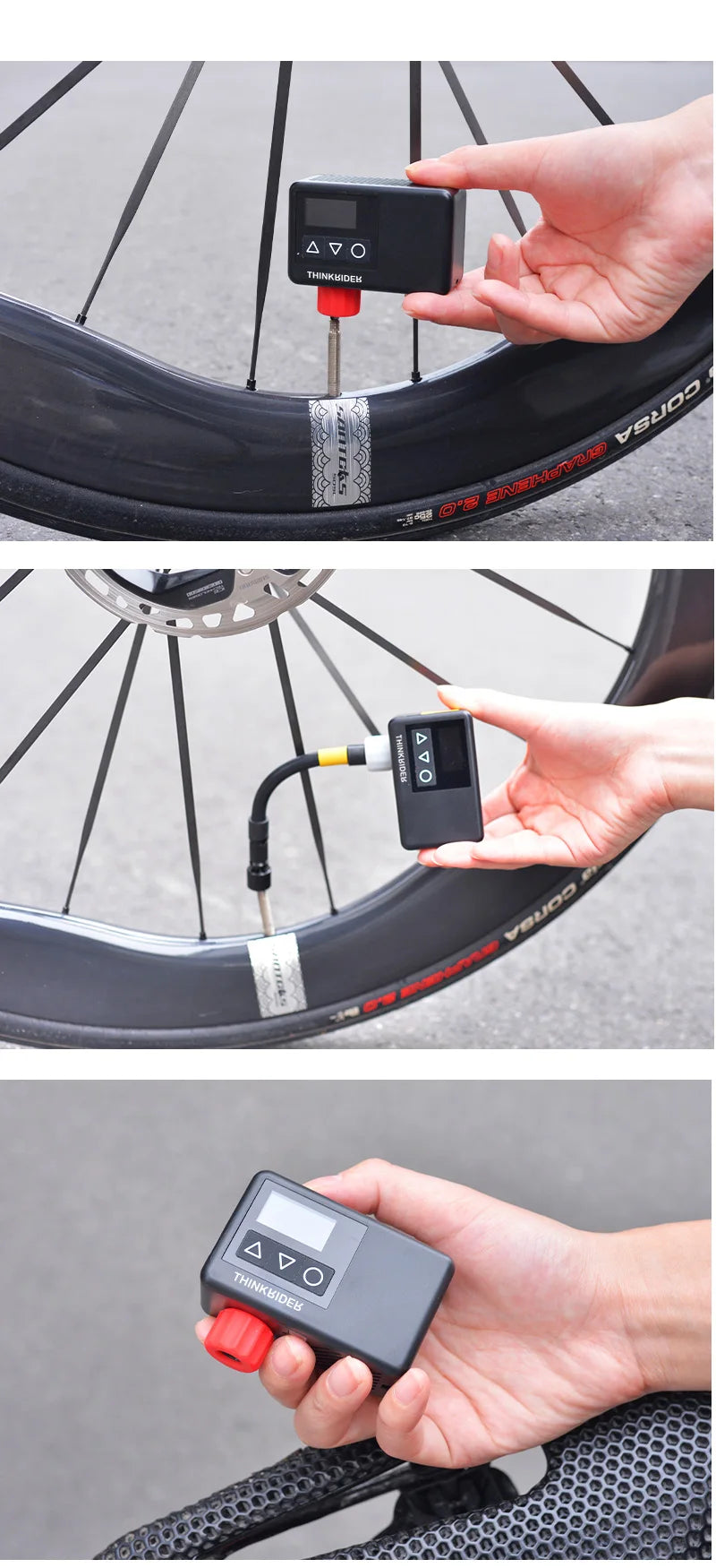 ThinkRider 120 PSI Portable Pocket Bike Electric Air Pump MINI  Tire Inflator For Bicycle Digital Gauge Display