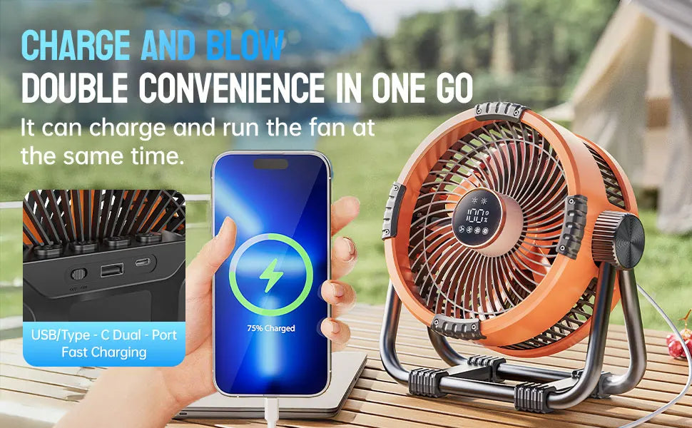 Multifunctional Outdoor Camping Fan Light Rechargeable Ceiling Fan with 3-speed Night Light and Power Bank Portable Fan