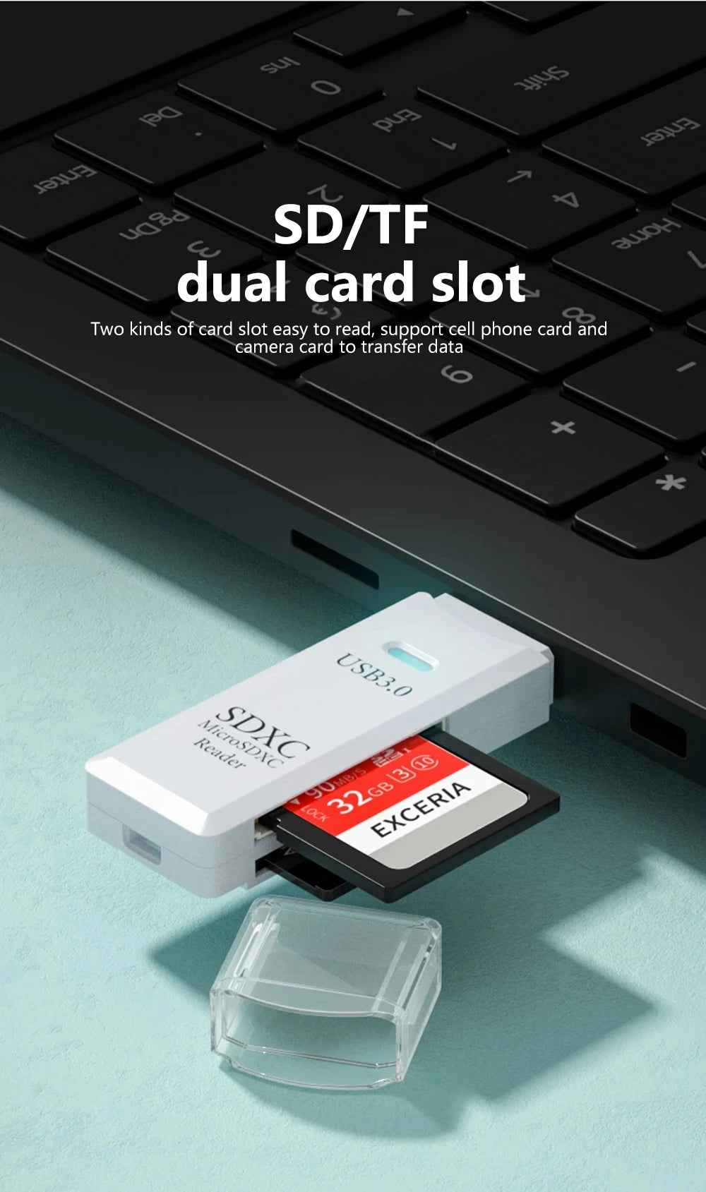 2 In 1 USB 3.0 Card Reader Micro TF SD Card Reader USB Adapter High Speed Card Reader TF Memory Card For PC Laptop Accessories