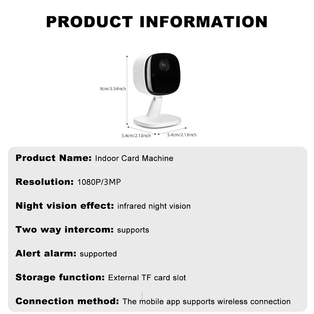 3MP Wifi Camera 2.4 GHz Baby Monitor Indoor, Security Camera 2-Way Audio, Infrared Night Vision with Ziicam App