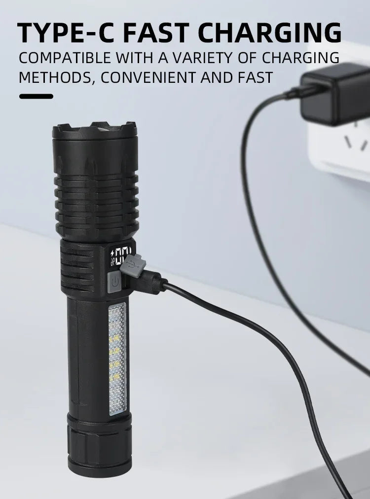 Super Bright Rechargeable LED Flashlight – Ultra Powerful Portable Torch, Outdoor Camping Lantern & Emergency Light