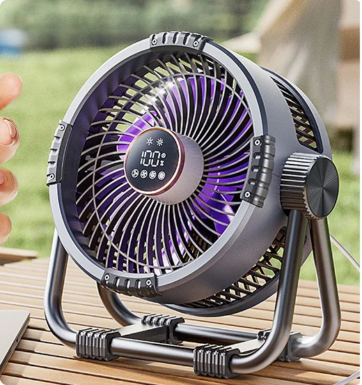 Multifunctional Outdoor Camping Fan Light Rechargeable Ceiling Fan with 3-speed Night Light and Power Bank Portable Fan