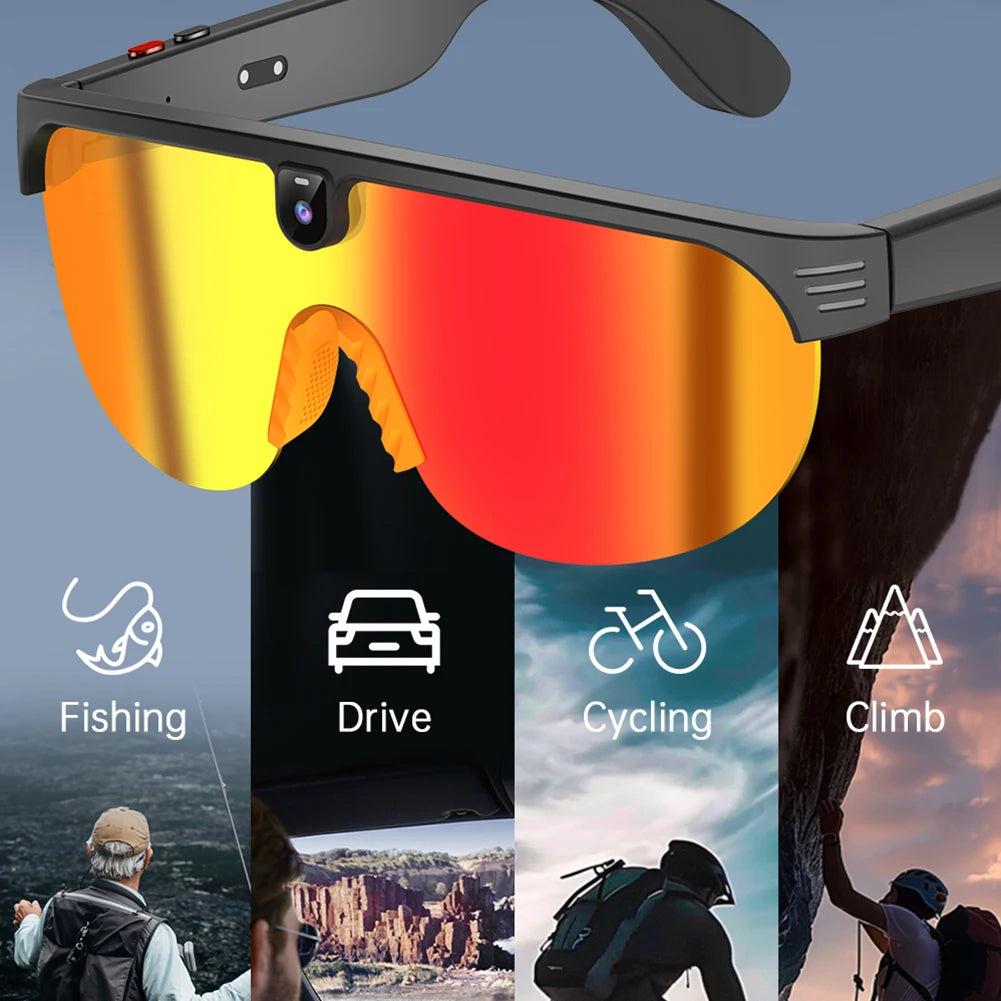 1Pc AI Smart Cycling Glasses Men 800W Camera Video with Translation Sunglasses Call Music 4K HD Color Change Sports Glasses