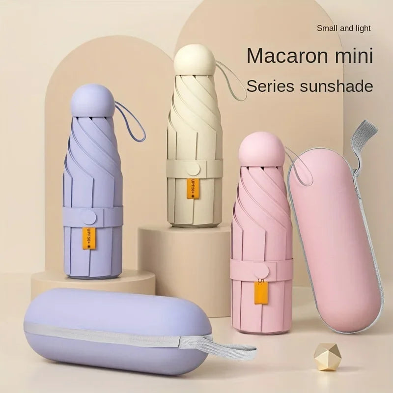 Compact Travel Mini Umbrella Uv Protection Capsule Umbrella 5 Fold Ultra Lightweight Sunshade Umbrellas Protable Manual