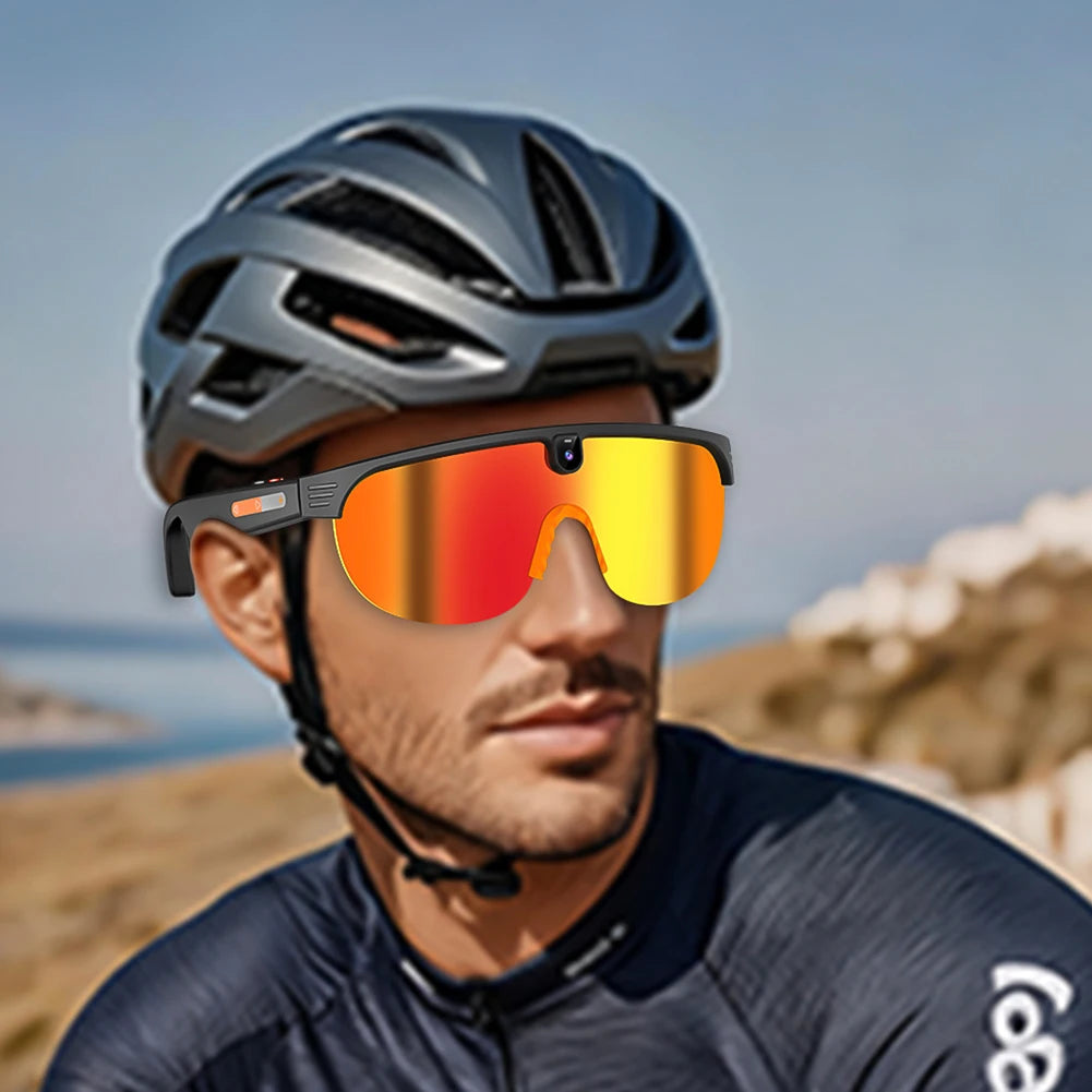 1Pc AI Smart Cycling Glasses Men 800W Camera Video with Translation Sunglasses Call Music 4K HD Color Change Sports Glasses
