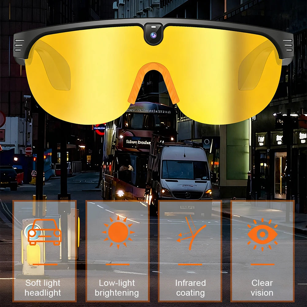 1Pc AI Smart Cycling Glasses Men 800W Camera Video with Translation Sunglasses Call Music 4K HD Color Change Sports Glasses
