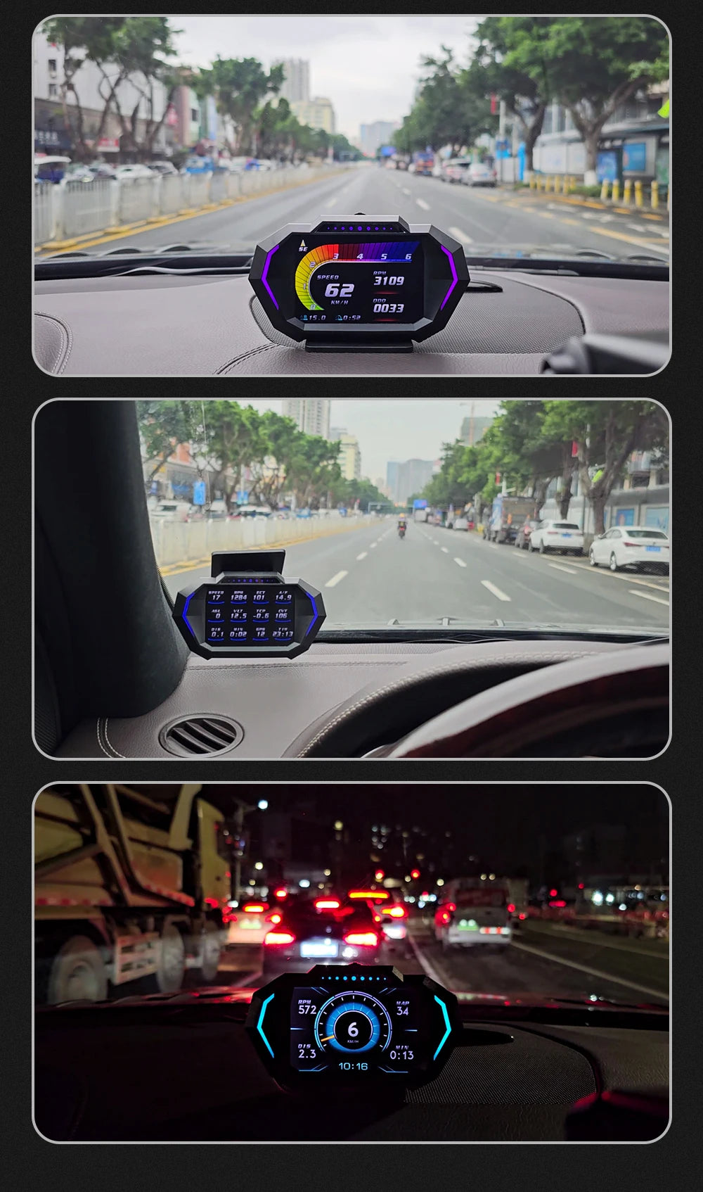 OBD2 + GPS HUD P24 OBD Head Up Display Car Digital Speedometer Fuel Consumption Water Temp Voltage Press Slope Meter With Alarm