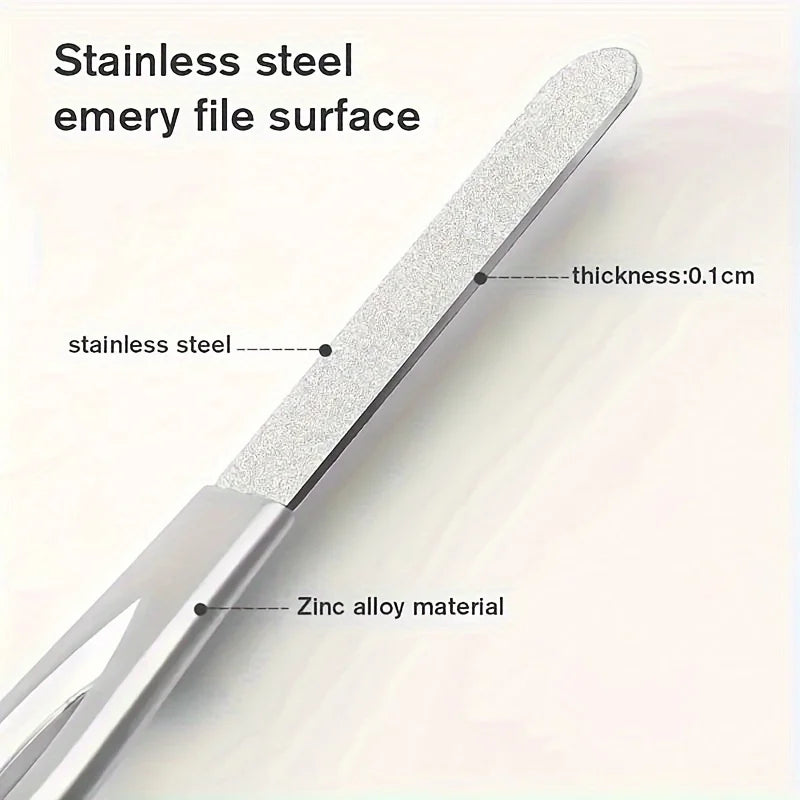 Stainless Steel Diamond Grit Nail File, Durable and Hypoallergenic, for Finger and Toe Nails, Perfect for Hard and Thick Nails