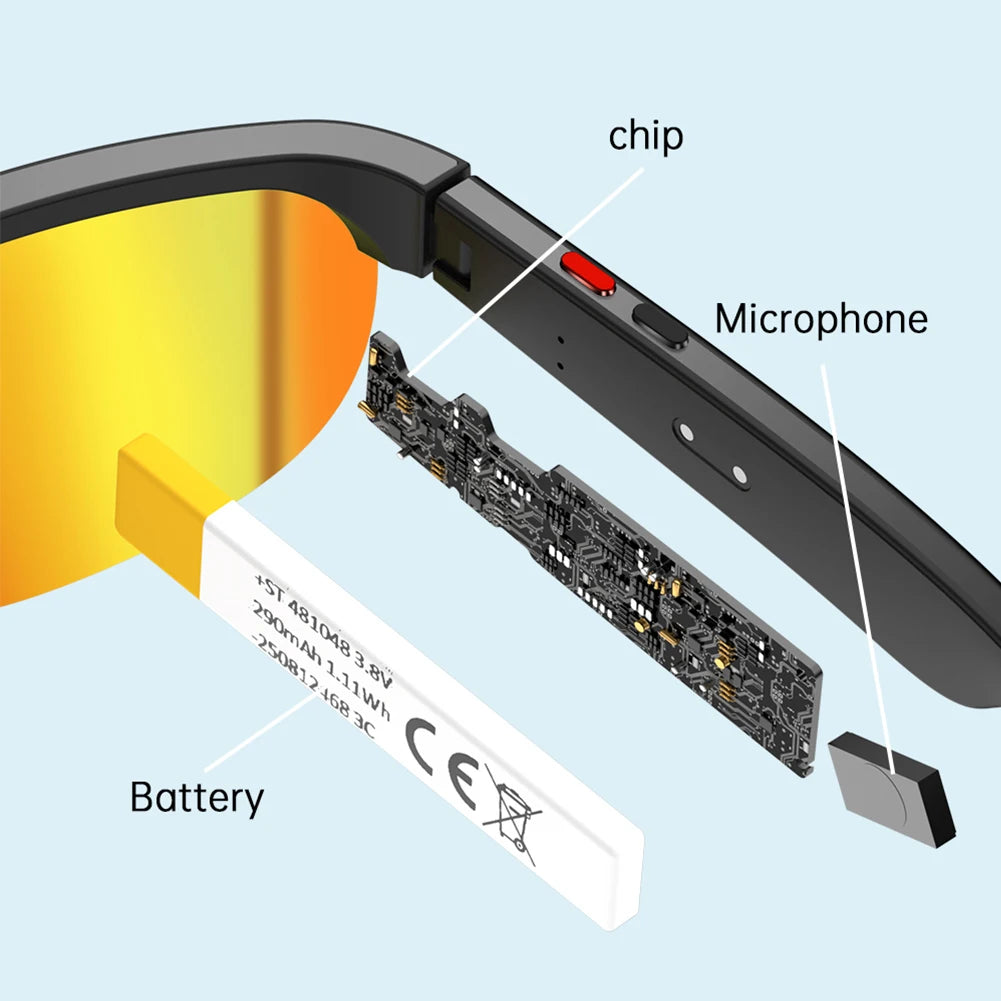 1Pc AI Smart Cycling Glasses Men 800W Camera Video with Translation Sunglasses Call Music 4K HD Color Change Sports Glasses