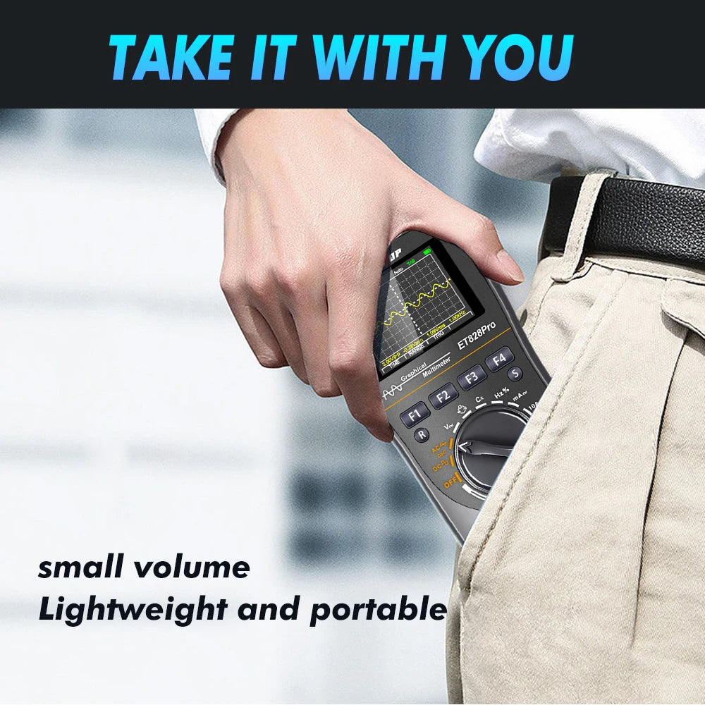 TOOLTOP ET828Pro 10MHz Handheld Digital Oscilloscope 50Msps Automatic True RMS Multimeter AC 565V High Voltage Oscilloscope