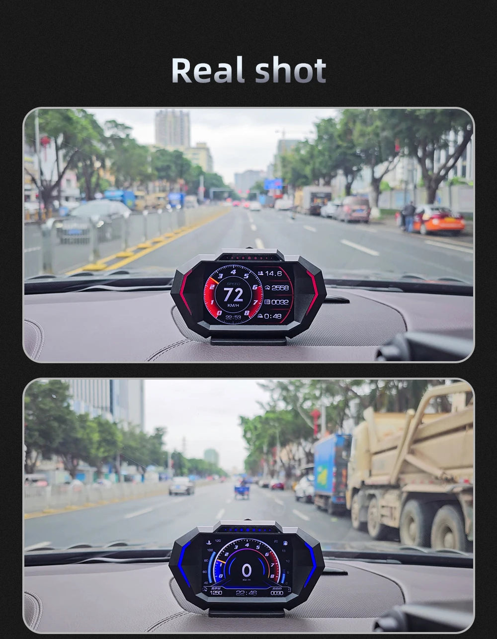 OBD2 + GPS HUD P24 OBD Head Up Display Car Digital Speedometer Fuel Consumption Water Temp Voltage Press Slope Meter With Alarm